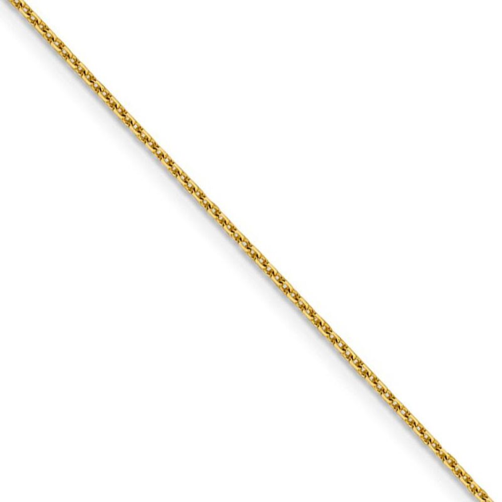 1.25mm 14k Yellow Gold Diamond Cut Solid Rolo Chain Necklace, 18 Inch